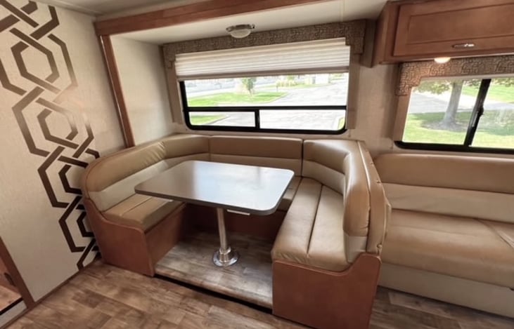 Table folds down to a large bed to sleep two