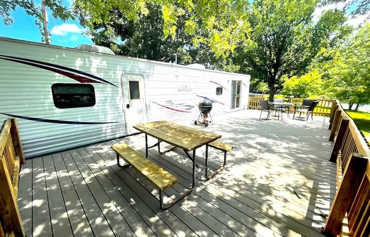 Large deck over looking the lake