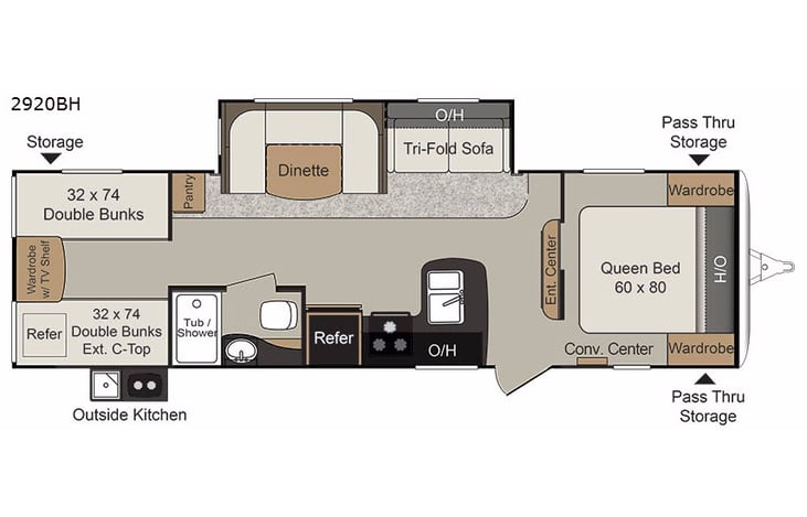 Representative floor plan provided by a trusted RVshare partner.