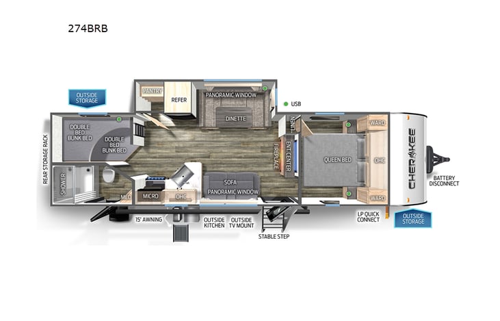 Representative floor plan provided by a trusted RVshare partner.