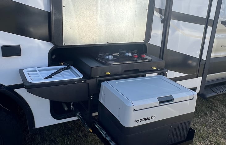 Portable sink with faucet.