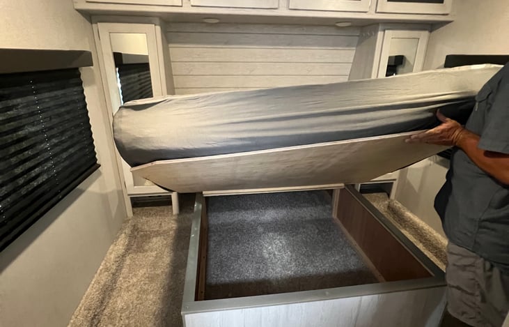 Storage under master bed