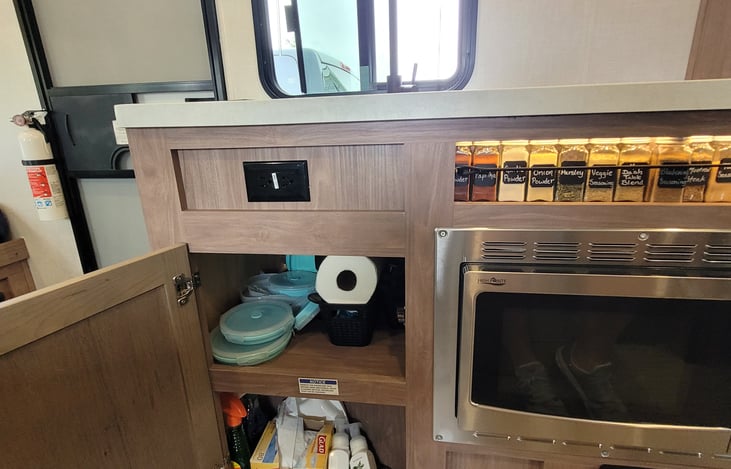 Kitchen under sink storage.