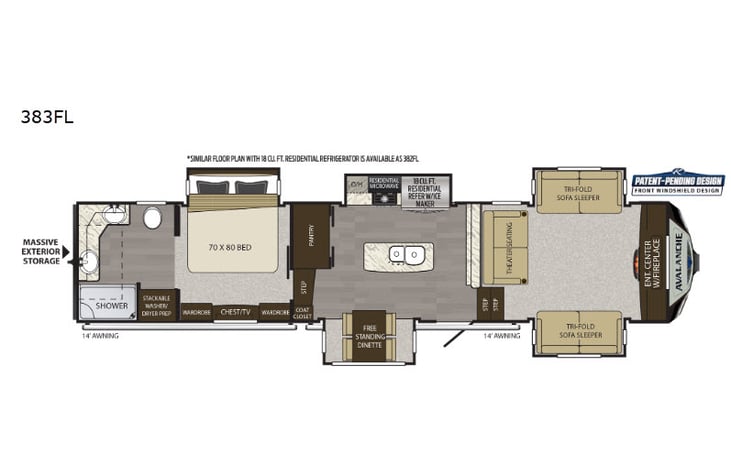 Representative floor plan provided by a trusted RVshare partner.