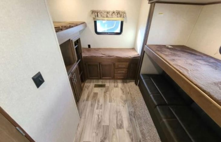 3 total bunk bed plus fold down couch