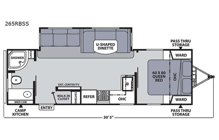 Representative floor plan provided by a trusted RVshare partner.