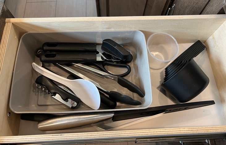 Kitchen appliances for use.