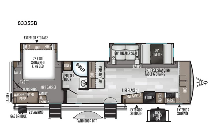 Representative floor plan provided by a trusted RVshare partner.