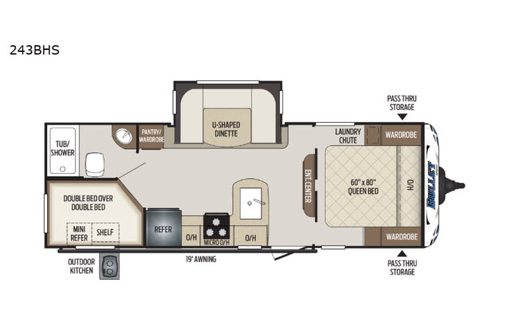 Representative floor plan provided by a trusted RVshare partner.