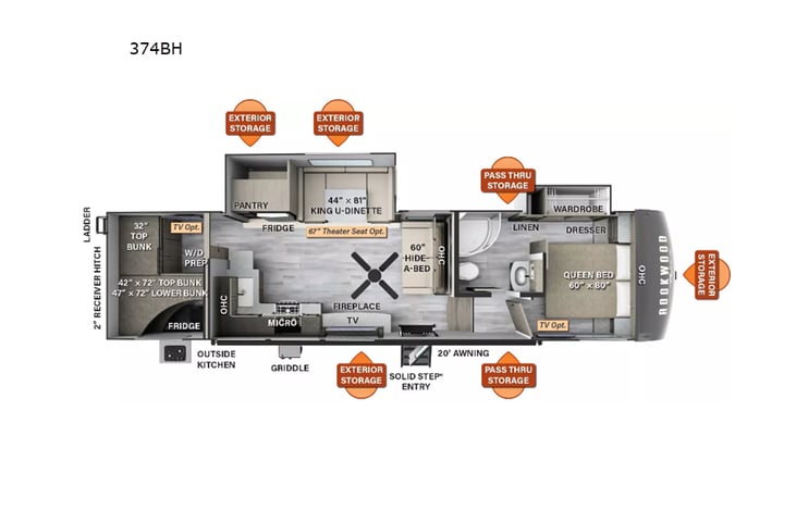 Representative floor plan provided by a trusted RVshare partner.