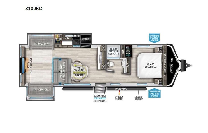 Representative floor plan provided by a trusted RVshare partner.