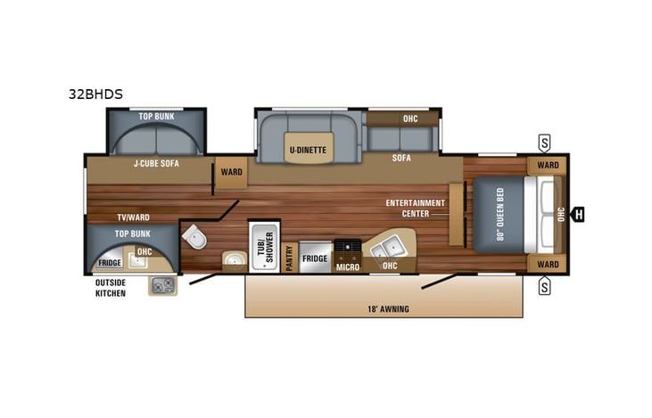 Representative floor plan provided by a trusted RVshare partner.