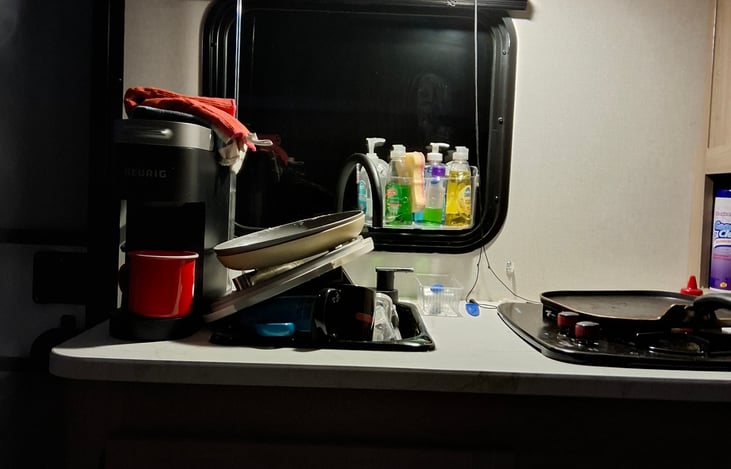 OK, so we cook in the camper at times and leave a mess.  Lol, seriously though, enjoy yourselves.... griddle included for delicious pancakes....