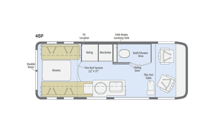 Representative floor plan provided by a trusted RVshare partner.