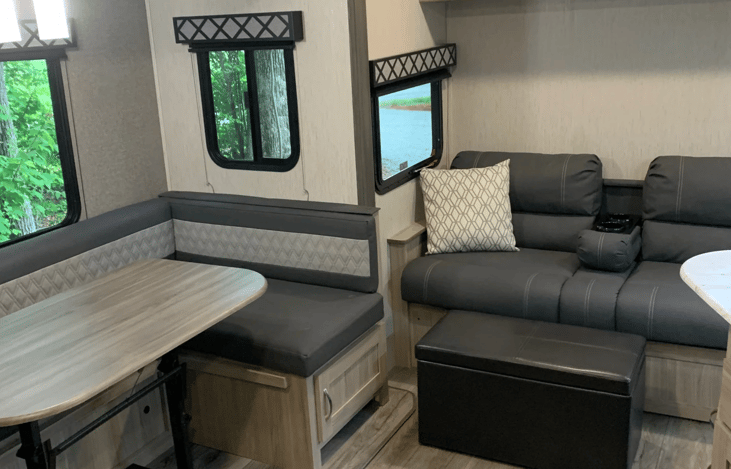 Dinette and couch that both turn into beds