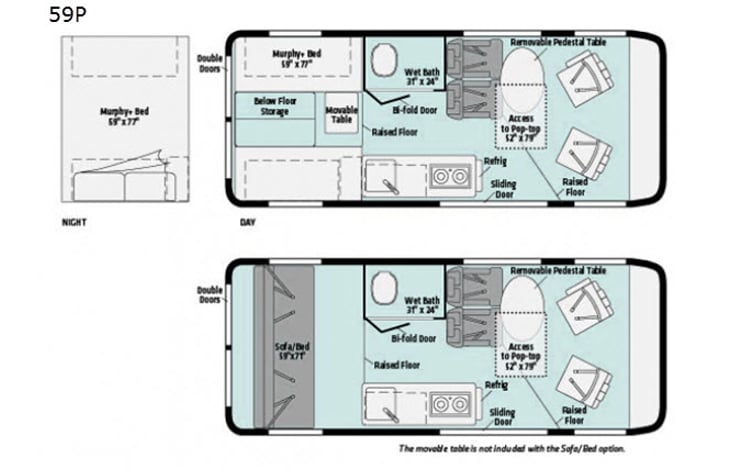 Representative floor plan provided by a trusted RVshare partner.
