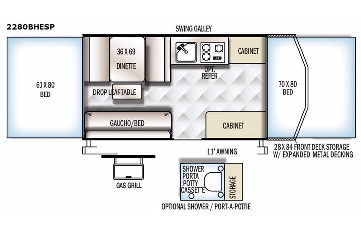 Representative floor plan provided by a trusted RVshare partner.