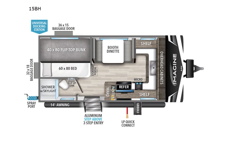 Representative floor plan provided by a trusted RVshare partner.
