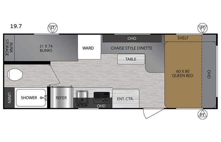 Representative floor plan provided by a trusted RVshare partner.