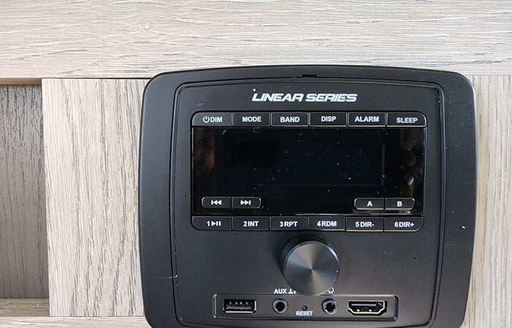 Audio System controls interior and exterior speakers.