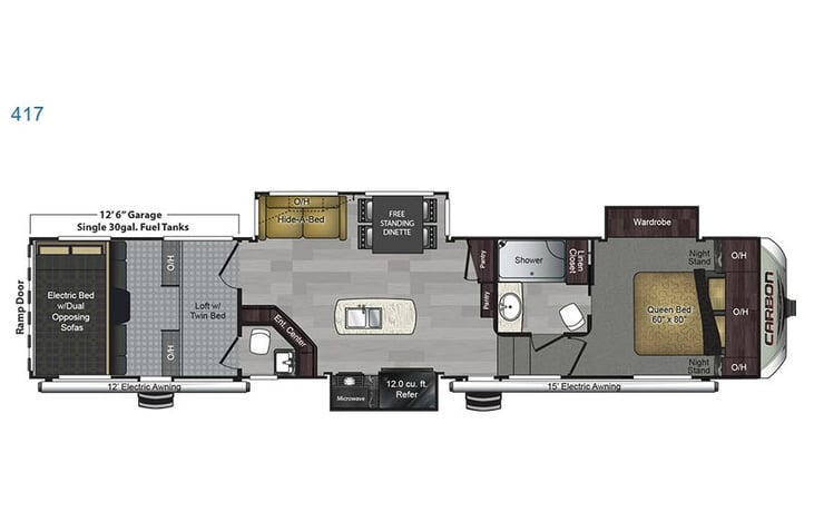 Representative floor plan provided by a trusted RVshare partner.