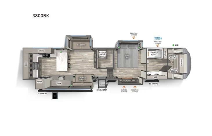 Representative floor plan provided by a trusted RVshare partner.