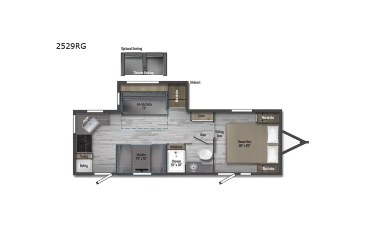 Representative floor plan provided by a trusted RVshare partner.