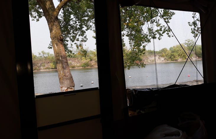 View out the front window and door