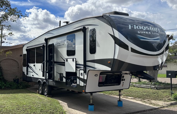 Double awnings with LED lighting