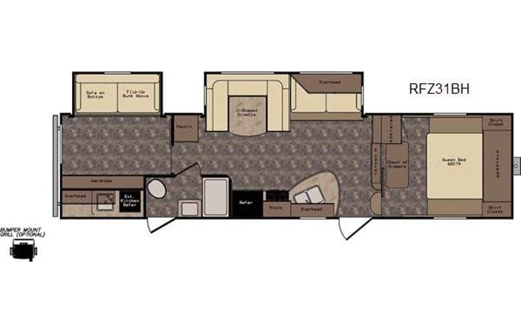 Representative floor plan provided by a trusted RVshare partner.