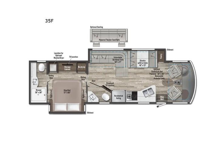 Representative floor plan provided by a trusted RVshare partner.