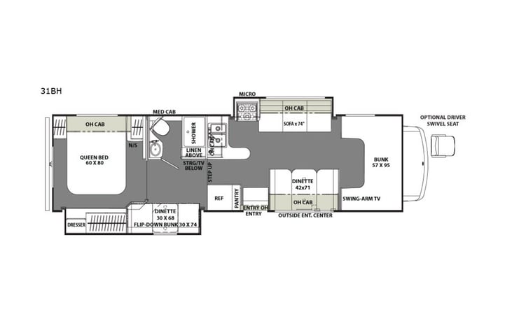 Representative floor plan provided by a trusted RVshare partner.