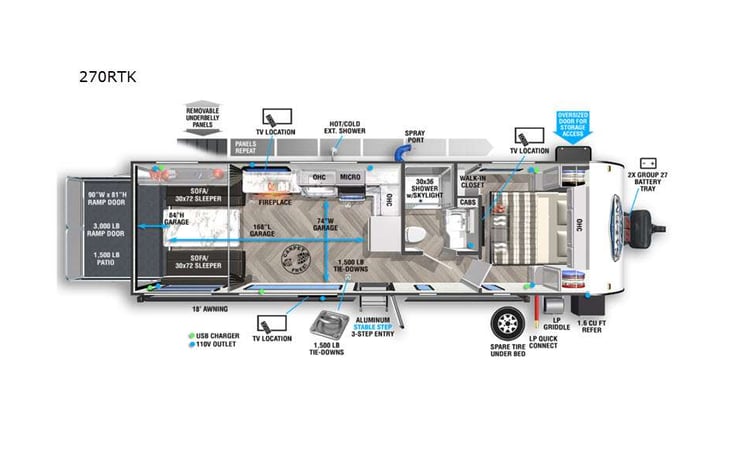 Representative floor plan provided by a trusted RVshare partner.