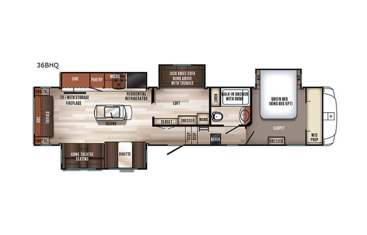 Representative floor plan provided by a trusted RVshare partner.