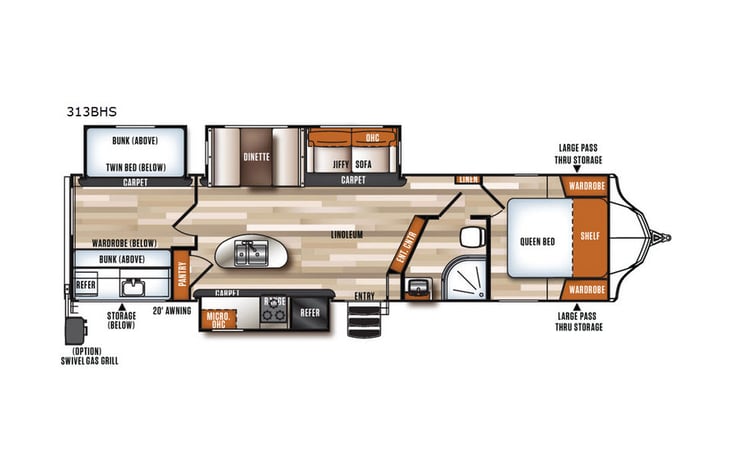 Representative floor plan provided by a trusted RVshare partner.