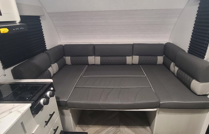 Kitchen table turns into bed