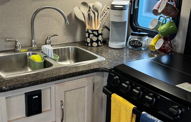 FULL KITCHEN WITH SINK, STOVE, OVEN AND MICROWAVE