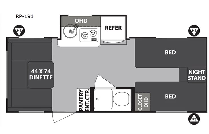 Representative floor plan provided by a trusted RVshare partner.