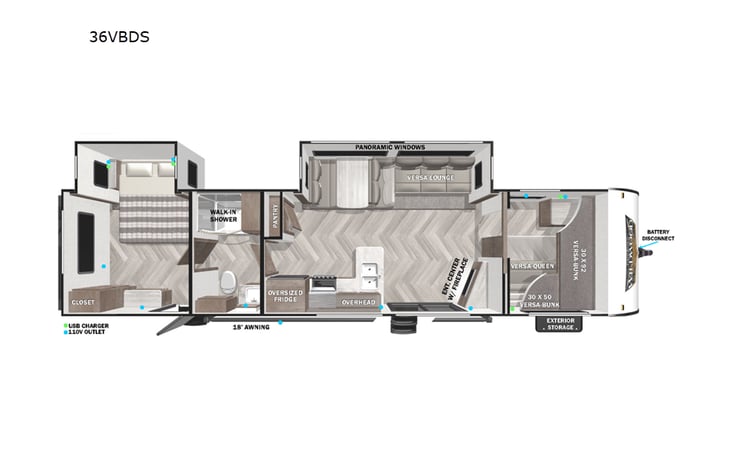 Representative floor plan provided by a trusted RVshare partner.