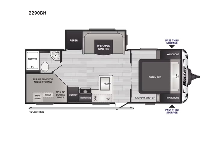 Representative floor plan provided by a trusted RVshare partner.