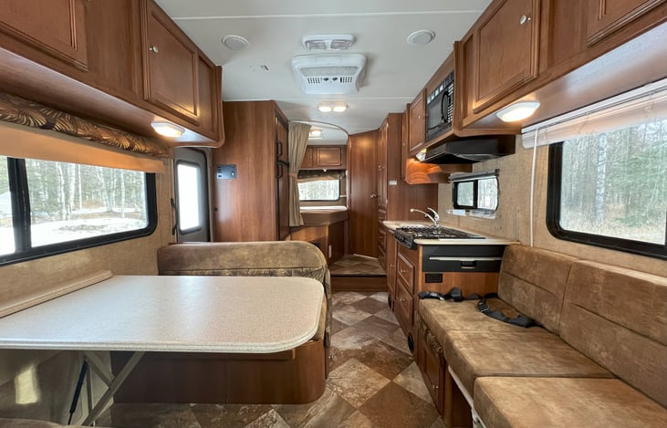 Looking back from cab.