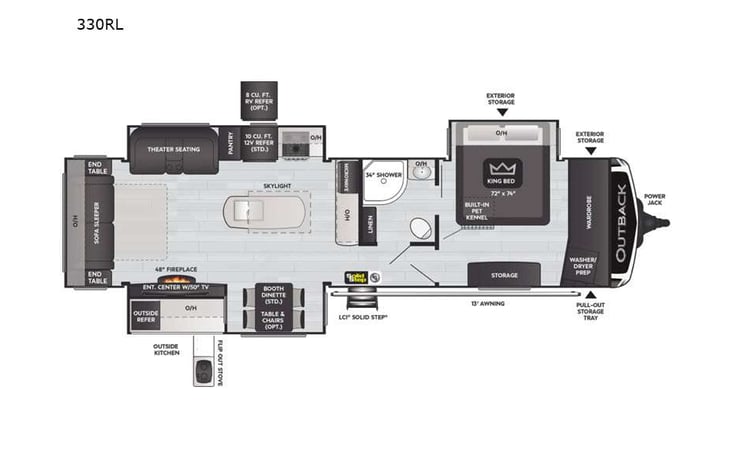 Representative floor plan provided by a trusted RVshare partner.