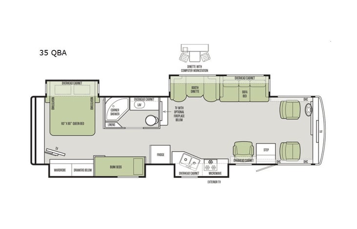 Representative floor plan provided by a trusted RVshare partner.