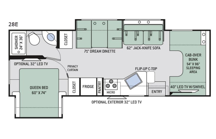 Representative floor plan provided by a trusted RVshare partner.