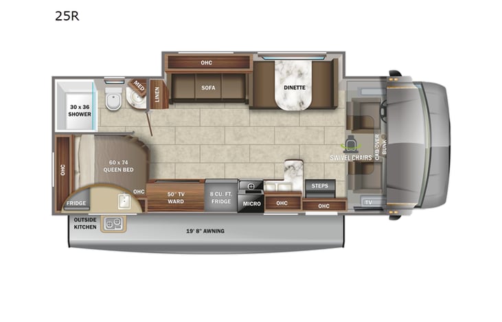 Representative floor plan provided by a trusted RVshare partner.