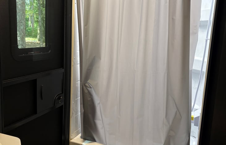 Standup Shower with Private Bathroom Entrance from Exterior