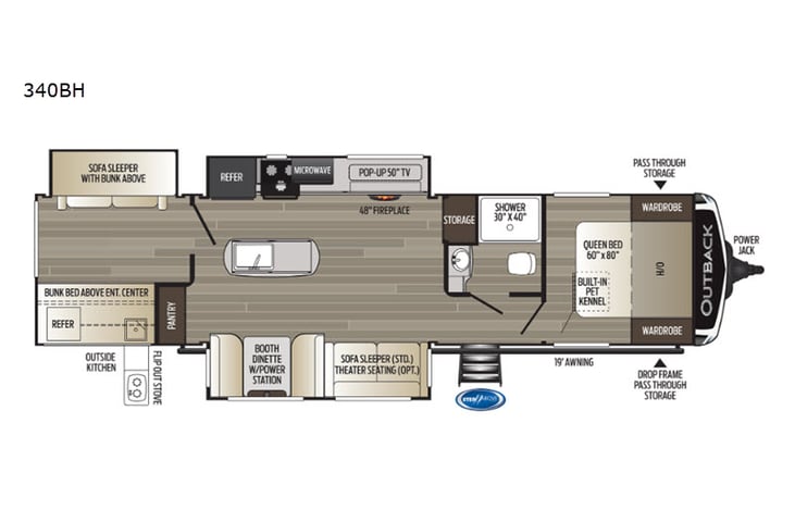 Representative floor plan provided by a trusted RVshare partner.