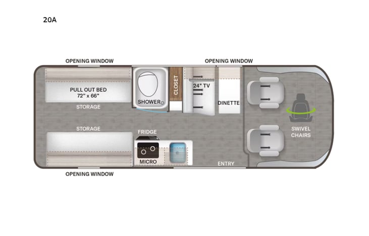 Representative floor plan provided by a trusted RVshare partner.