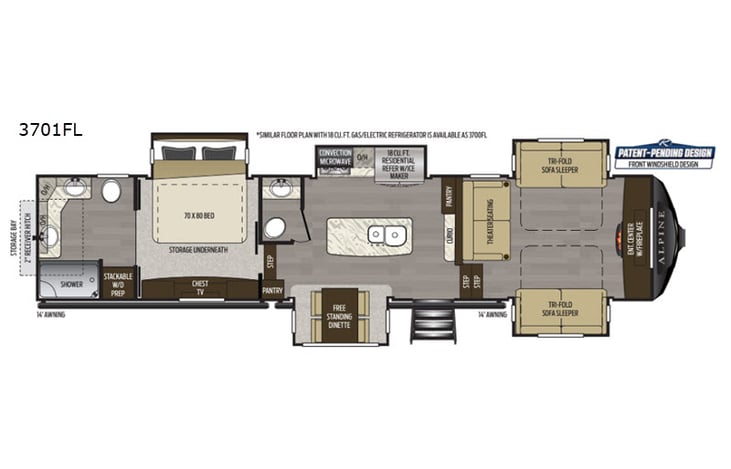 Representative floor plan provided by a trusted RVshare partner.