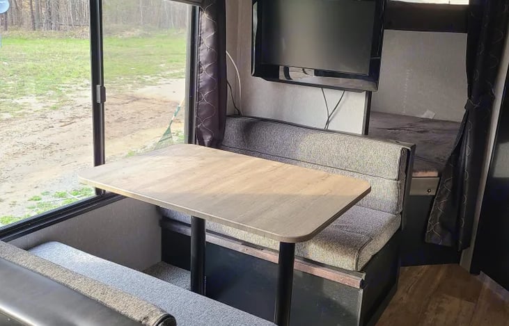 Dinette for eating (or sleeping when folded down)